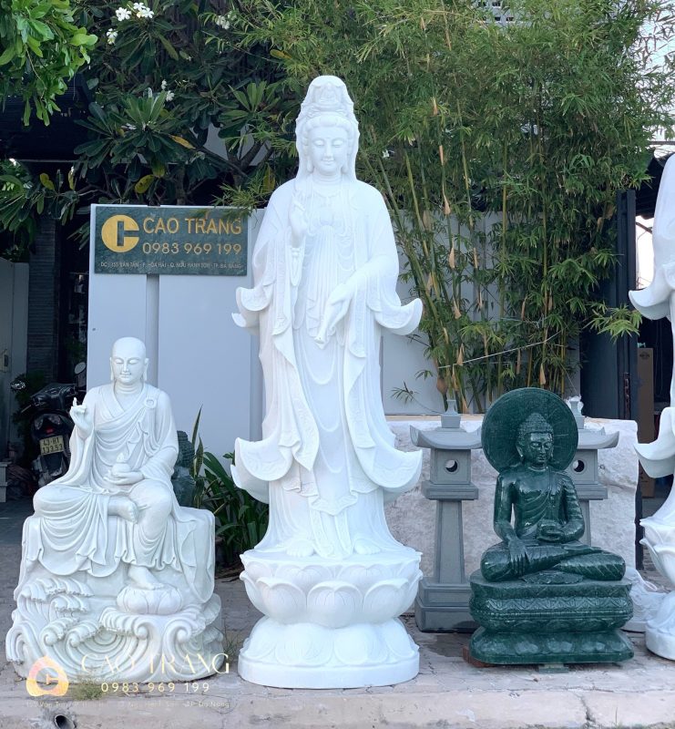 Tượng Phật Quan Âm bằng đá trắng, đá cẩm thạch, đá ngọc – Đặc điểm và sự khác biệt
